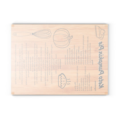 Keto Pumpkin Pie Recipe Glass Cutting Board - Unique Kitchen Decor, Thanksgiving Gifts, Cooking Essentials, Recipe Display, Home Chefs