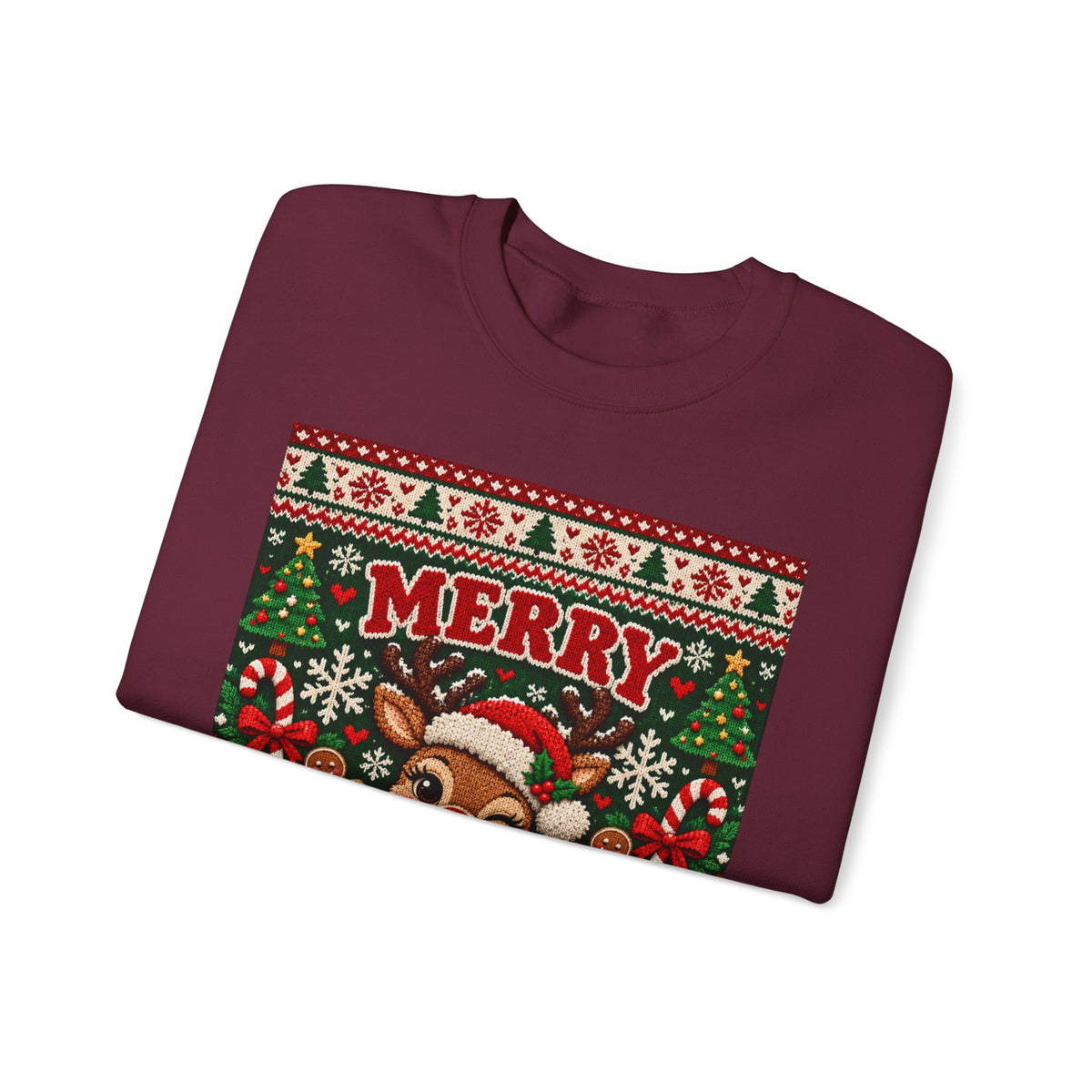 Merry Christmas Reindeer Crewneck Sweatshirt