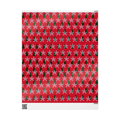 Christmas & Snow Red Wrapping Paper