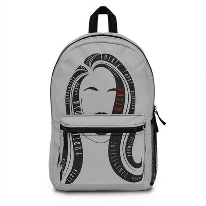 Grey Latina Woman Empowerment Backpack | Latina Pride Bag for Strong Women