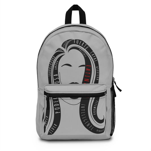 Grey Latina Woman Empowerment Backpack | Latina Pride Bag for Strong Women