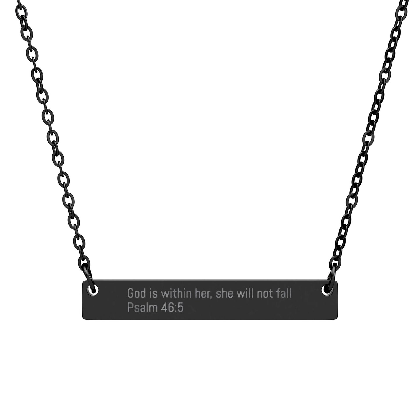 God Is Within Her Necklace – Psalm 46:5 Engraved Gold Bar Necklace for Women | Faith Jewelry Gift, Minimalist Christian Necklace
