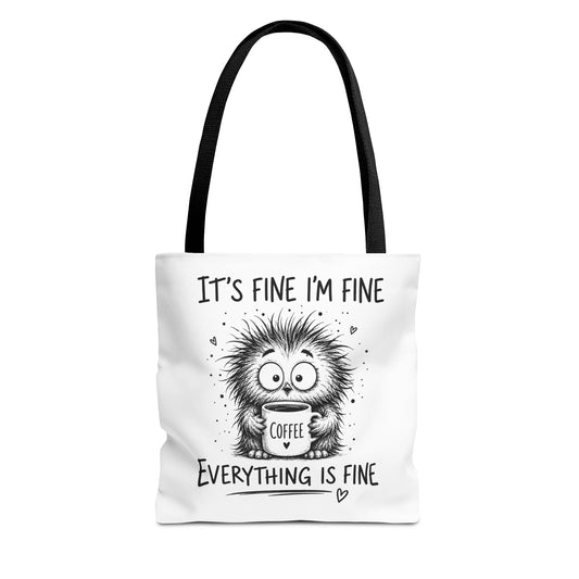 Everything Is Fine Tote Bag | Funny Anxiety Aesthetic Canvas Carryall
