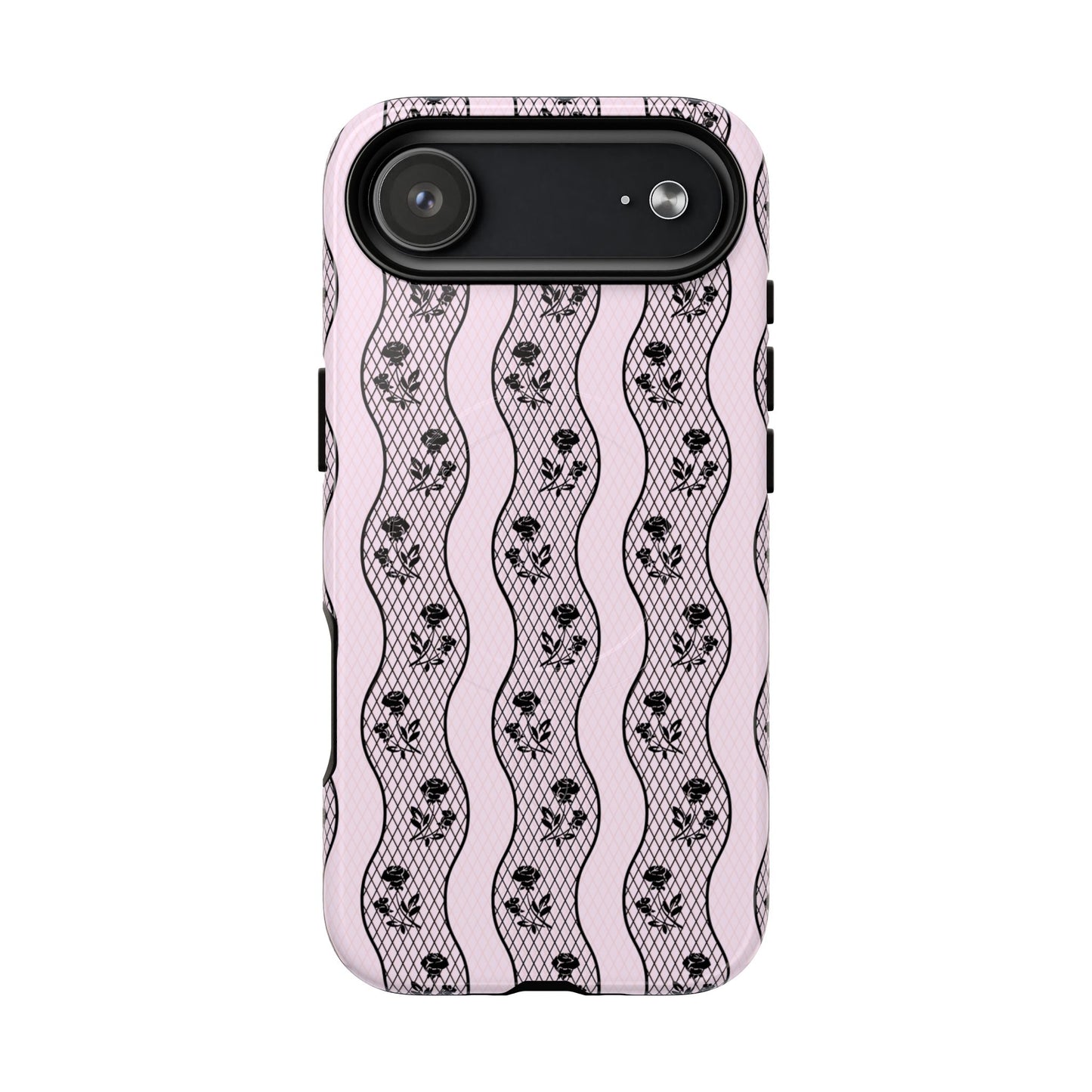 Blush Stripe Lace Bloom MagSafe Phone Case
