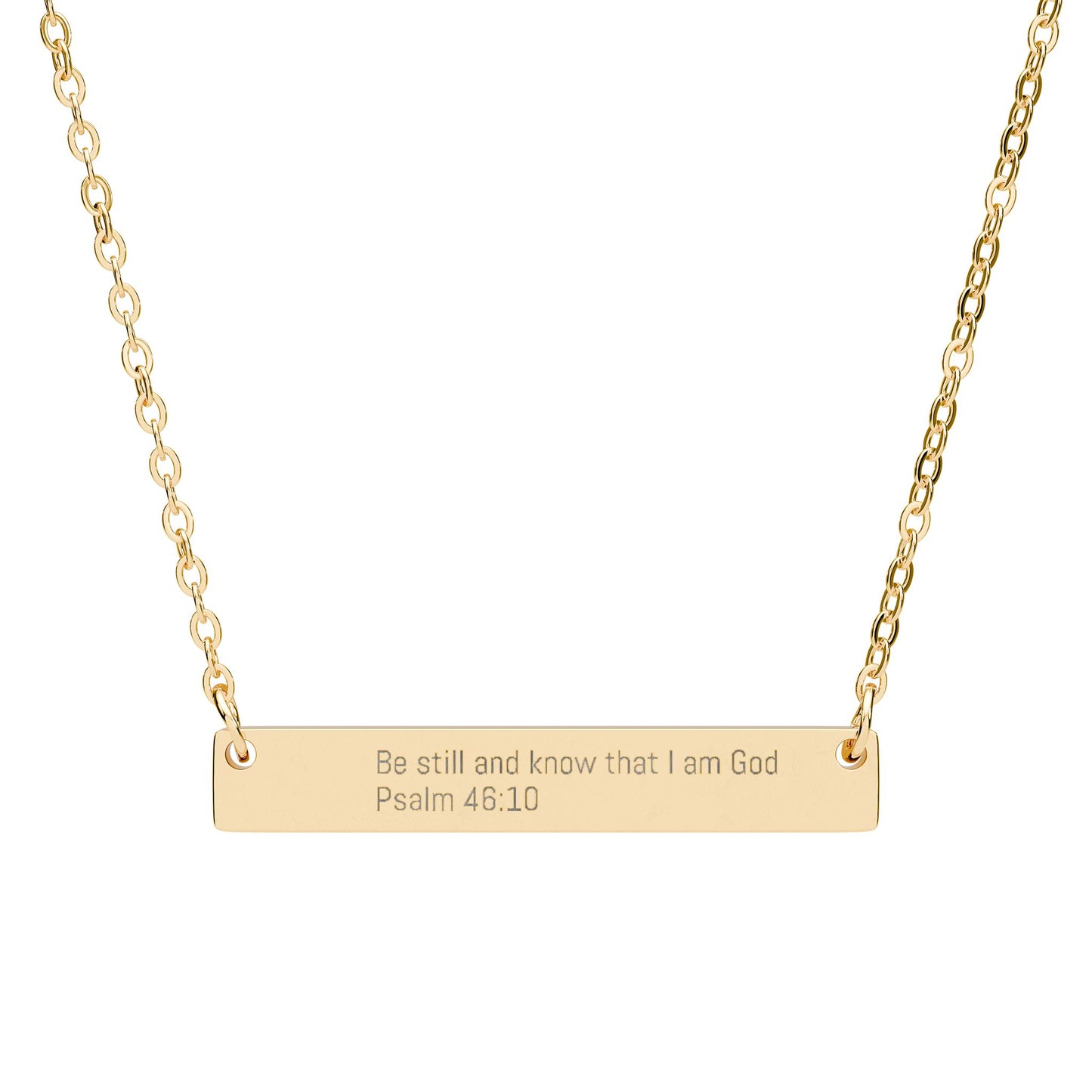 Be Still Necklace – Psalm 46:10 Engraved Gold Bar Necklace for Women | Faith Jewelry Gift, Minimalist Christian Necklace