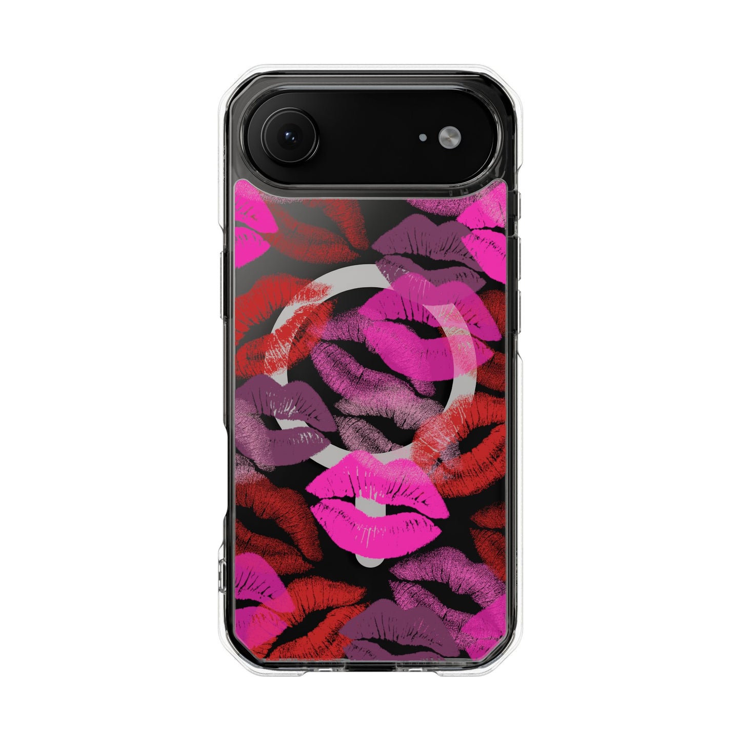 Kiss Me Bold MagSafe Phone Case — Pink & Red Kiss Lip Print