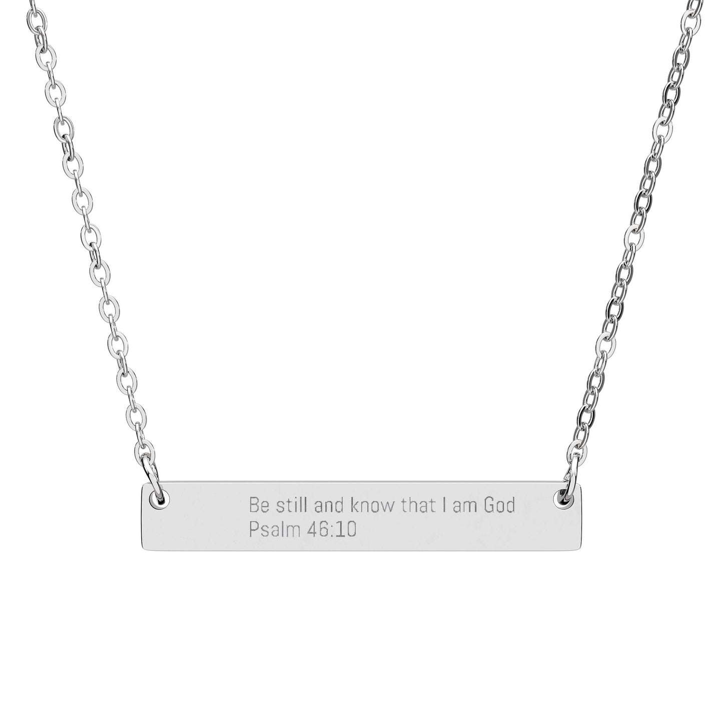 Be Still Necklace – Psalm 46:10 Engraved Gold Bar Necklace for Women | Faith Jewelry Gift, Minimalist Christian Necklace