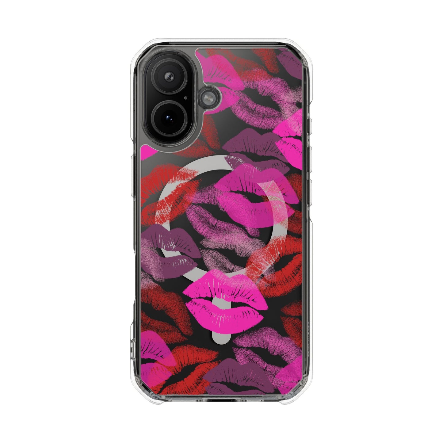 Kiss Me Bold MagSafe Phone Case — Pink & Red Kiss Lip Print