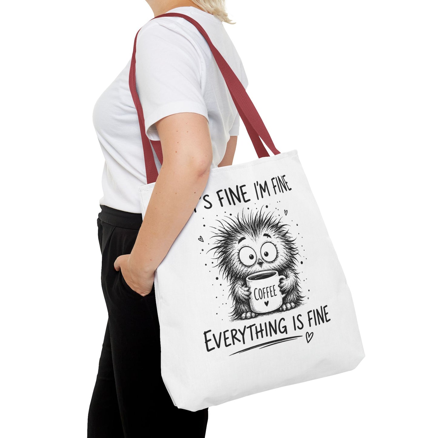 Everything Is Fine Tote Bag | Funny Anxiety Aesthetic Canvas Carryall