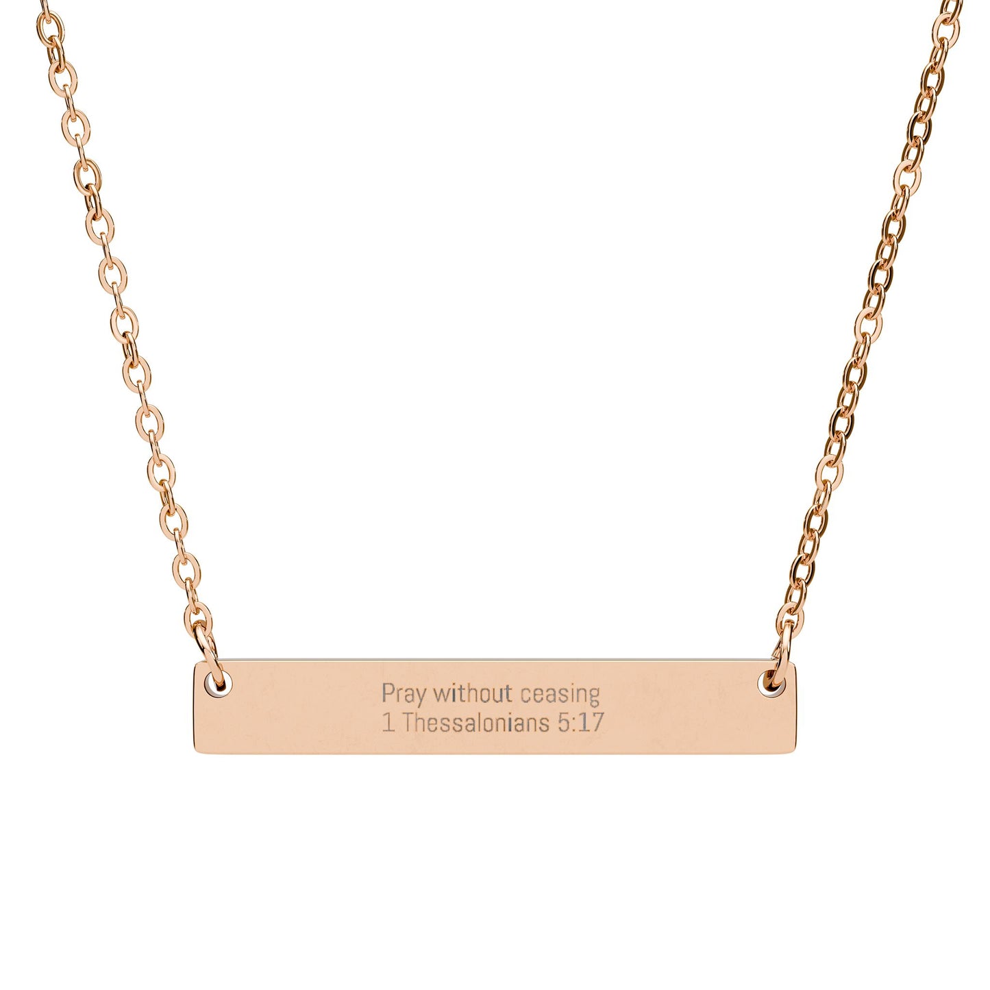 Pray Without Ceasing Necklace – 1 Thessalonians 5:17 Engraved Gold Bar Necklace, Christian Inspirational Jewelry, Faith Gift for Women