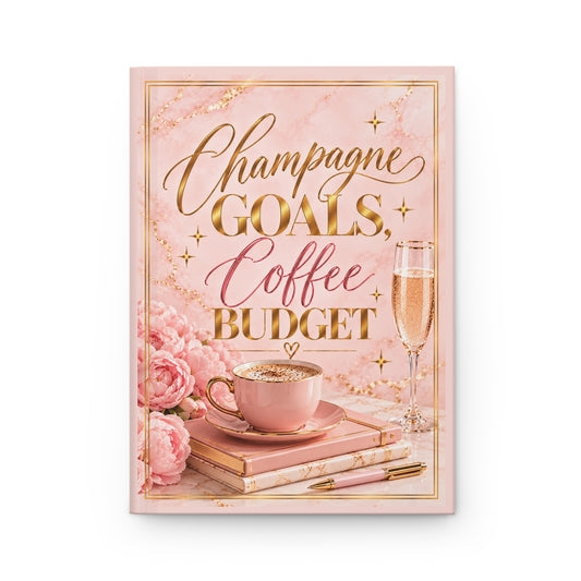 Champagne Goals Coffee Budget Pink Marble Hardcover Journal
