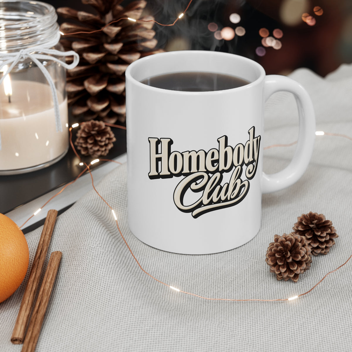 Homebody Club Mug – 11oz Coffee Cup for Cozy Nights & Remote Workers