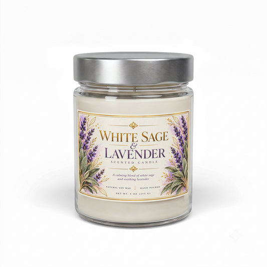 White Sage & Lavender Soy Candle | 9 oz Luxury Aromatherapy-Inspired Candle