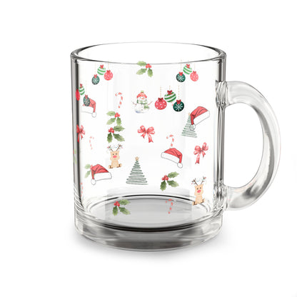 Festive Holiday Glass Mug, 10oz - Perfect for Christmas, Winter Parties, Coffee Lovers, Gift for Friends, Home Decor