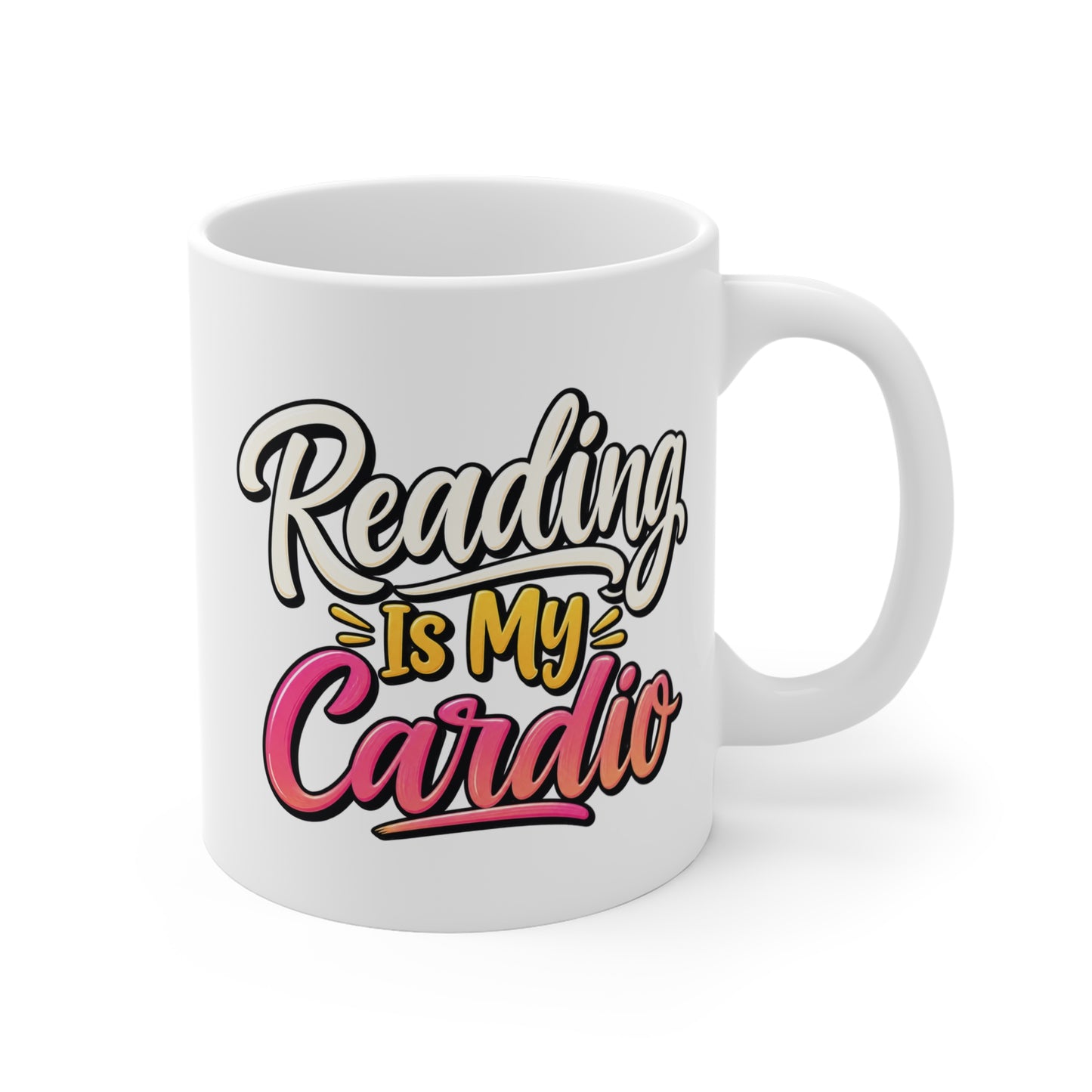 Reading Is My Cardio Coffee Mug — Funny Book Lover Gift, Reader Mug (11 oz)