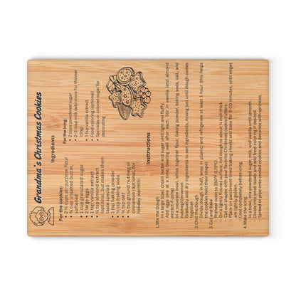 Grandma's Christmas Cookies Glass Cutting Board | Recipe Gift, Kitchen Décor, Cooking Utensil, Holiday Decor, Baking Accessories