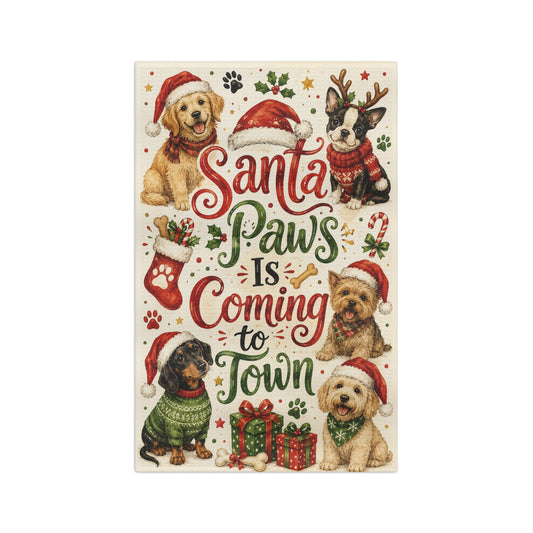 Santa Paws Is Coming to Town Tea Towel