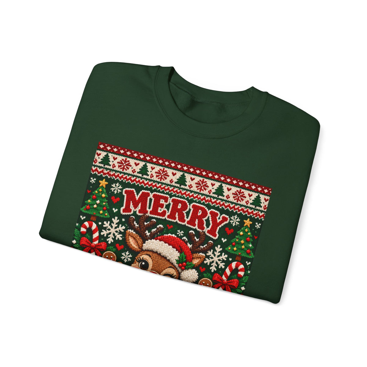 Merry Christmas Reindeer Crewneck Sweatshirt