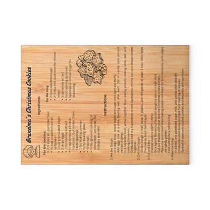 Grandma's Christmas Cookies Glass Cutting Board | Recipe Gift, Kitchen Décor, Cooking Utensil, Holiday Decor, Baking Accessories