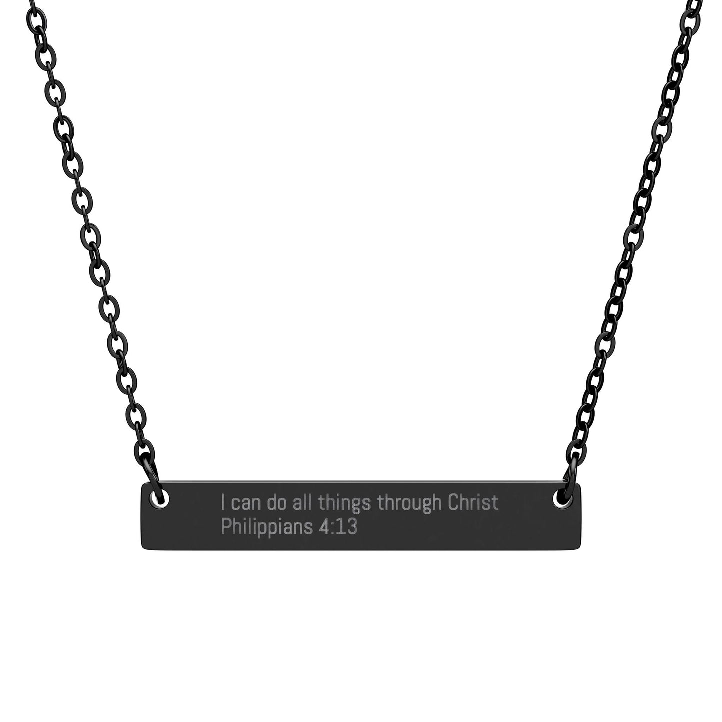 I Can Do All Things Through Christ Necklace – Philippians 4:13 Engraved Gold Bar Necklace for Women | Faith Jewelry Gift, Minimalist Christian Necklace