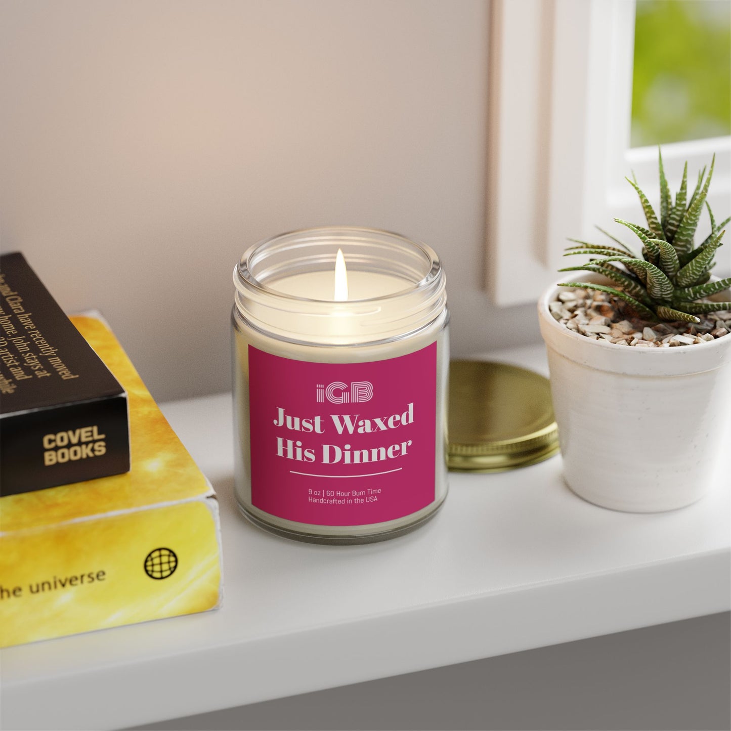 Just Waxed His Dinner Candle, Cozy Home Decor, Gift for Her, Aromatherapy, Seasonal fall Candle