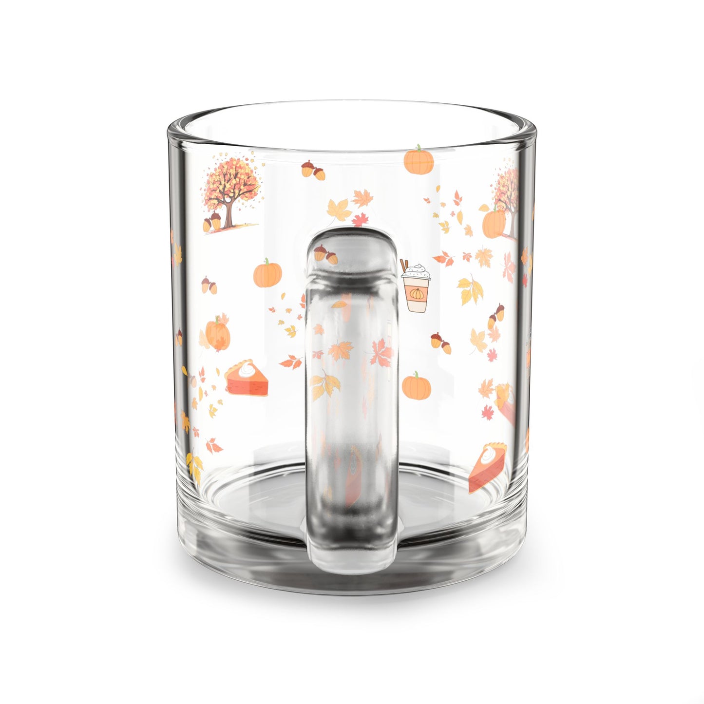 Autumn-Themed Glass Mug, Cozy Fall Drinkware, Pumpkin Spice Mug, Gifts for Coffee Lovers, Seasonal Home Decor, Fall Harvest Collection