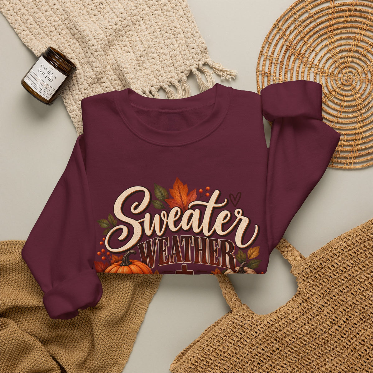 Sweatshirt — "Sweater Weather + Pumpkin Everything" Fall Crewneck