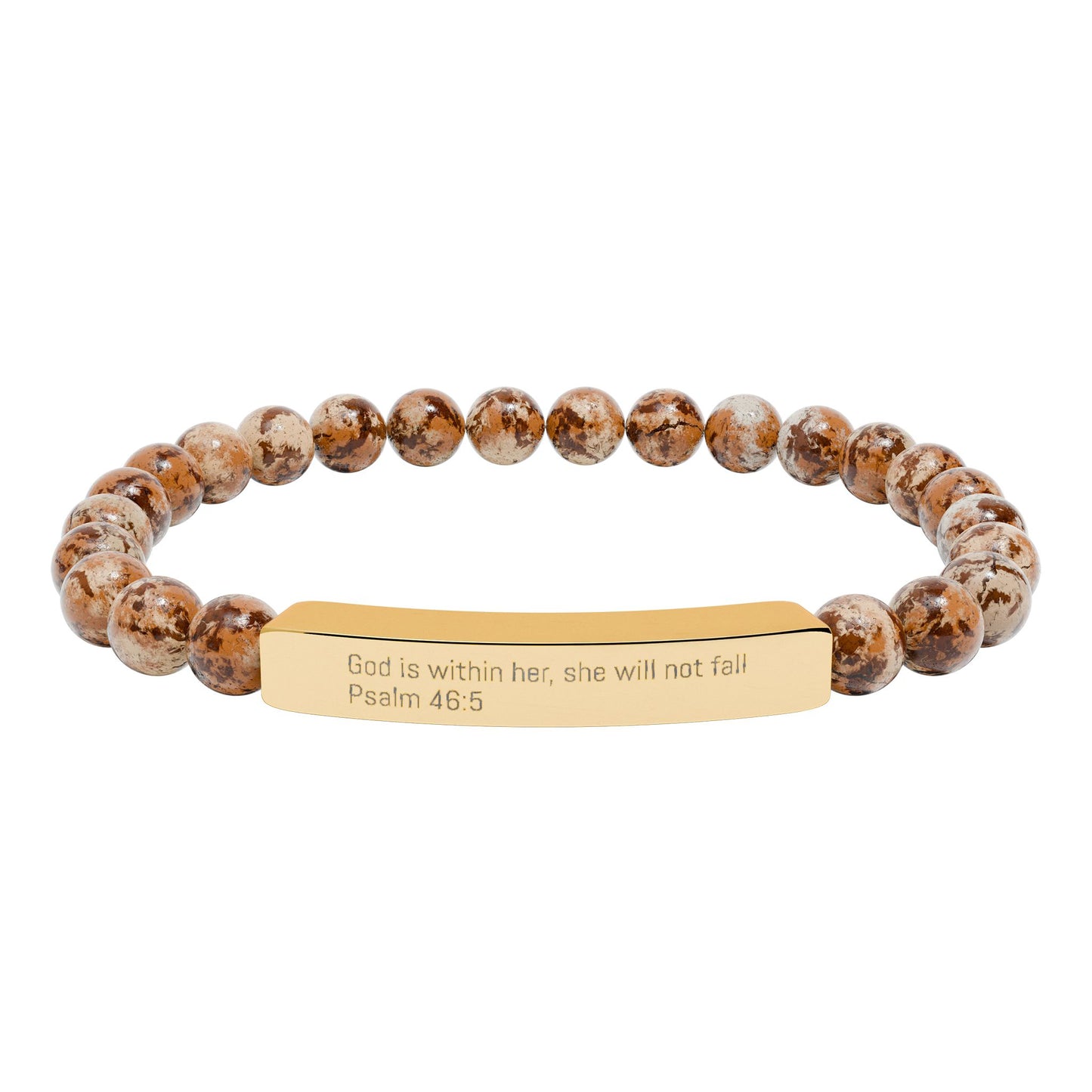 Engravable Natural Stone Stretch Bar Bracelet — Personalized Beaded Bracelet