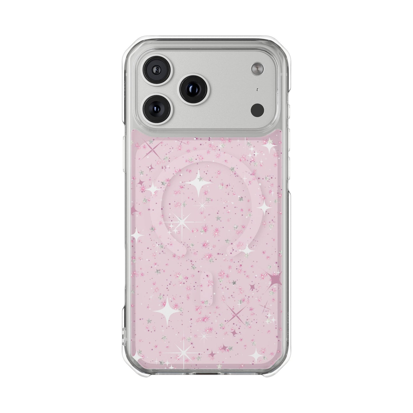 Clear Pink Stardust Magnetic Phone Case