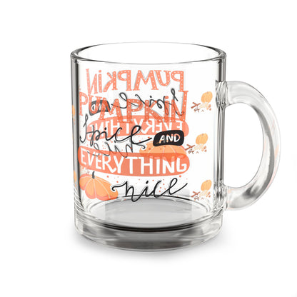 Autumn Pumpkin Spice Glass Mug, Cozy Hot Drink Cup, Fall Decor Gift, Thanksgiving Coffee Mug, Seasonal Orange & Black Tea Mug