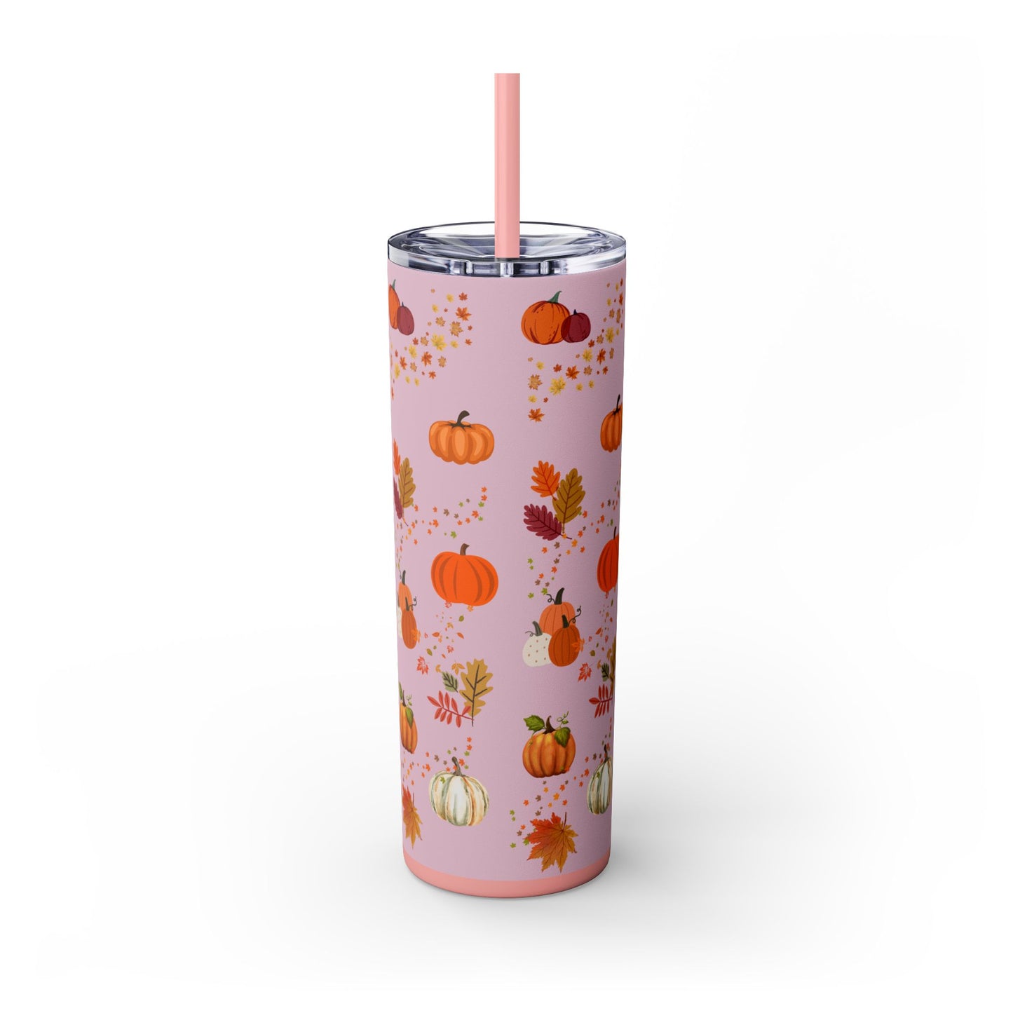 Custom Name Fall Skinny Tumbler with Straw, 20oz