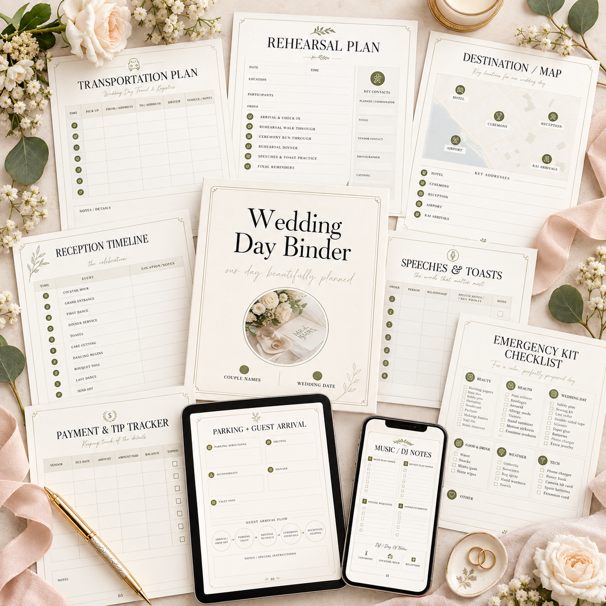 Wedding Day Binder Printable | Editable Wedding Planner & Wedding Day Organizer