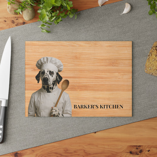 Customizable Dog-Themed Glass Cutting Board, Personalized Kitchen Decor, Pet Lover Gift, Cooking Accessory, Home Kitchen Decor, Unique Gift Idea