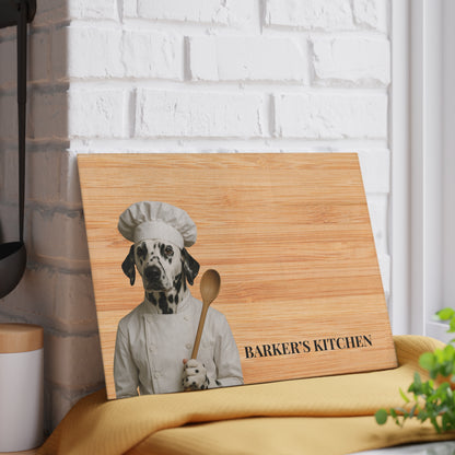 Customizable Dog-Themed Glass Cutting Board, Personalized Kitchen Decor, Pet Lover Gift, Cooking Accessory, Home Kitchen Decor, Unique Gift Idea