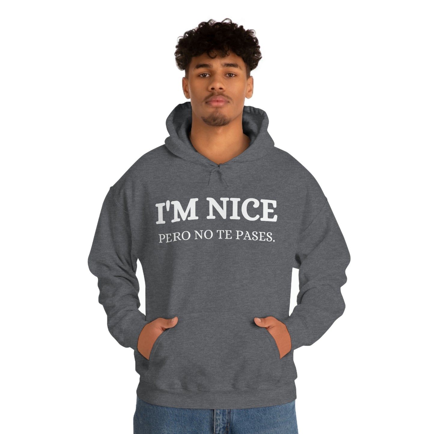 I'm Nice Pero, Hoodie in White Font