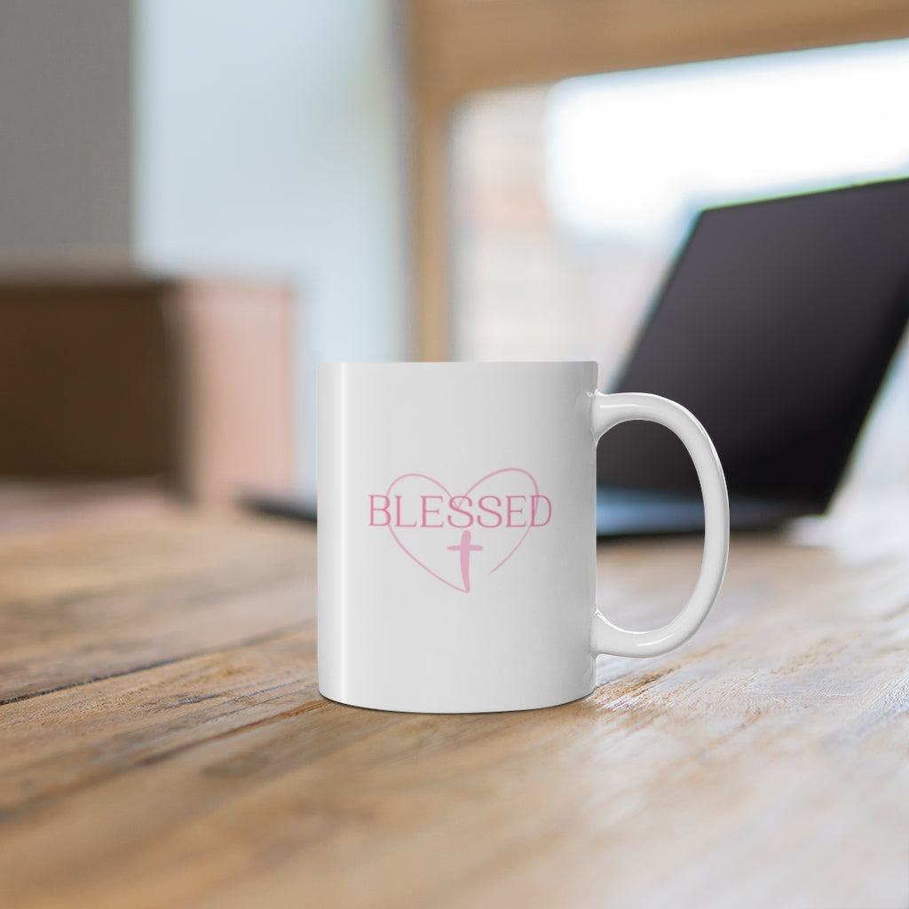 Blessed White Glossy Mug, Blessed Mug, Christian Gift, Gift for Mom, Gift for Her