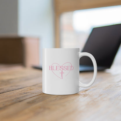 Blessed White Glossy Mug, Blessed Mug, Christian Gift, Gift for Mom, Gift for Her