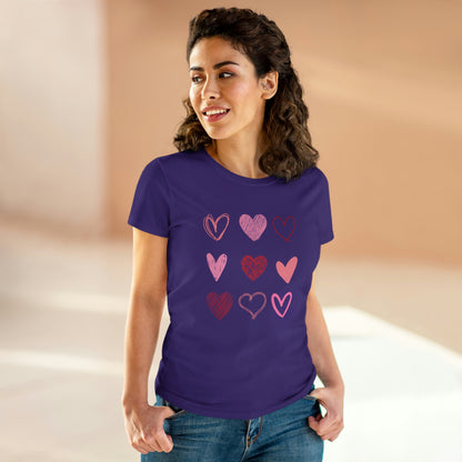 Stacked Sketched Hearts Womens Shirt, Heart Shirt