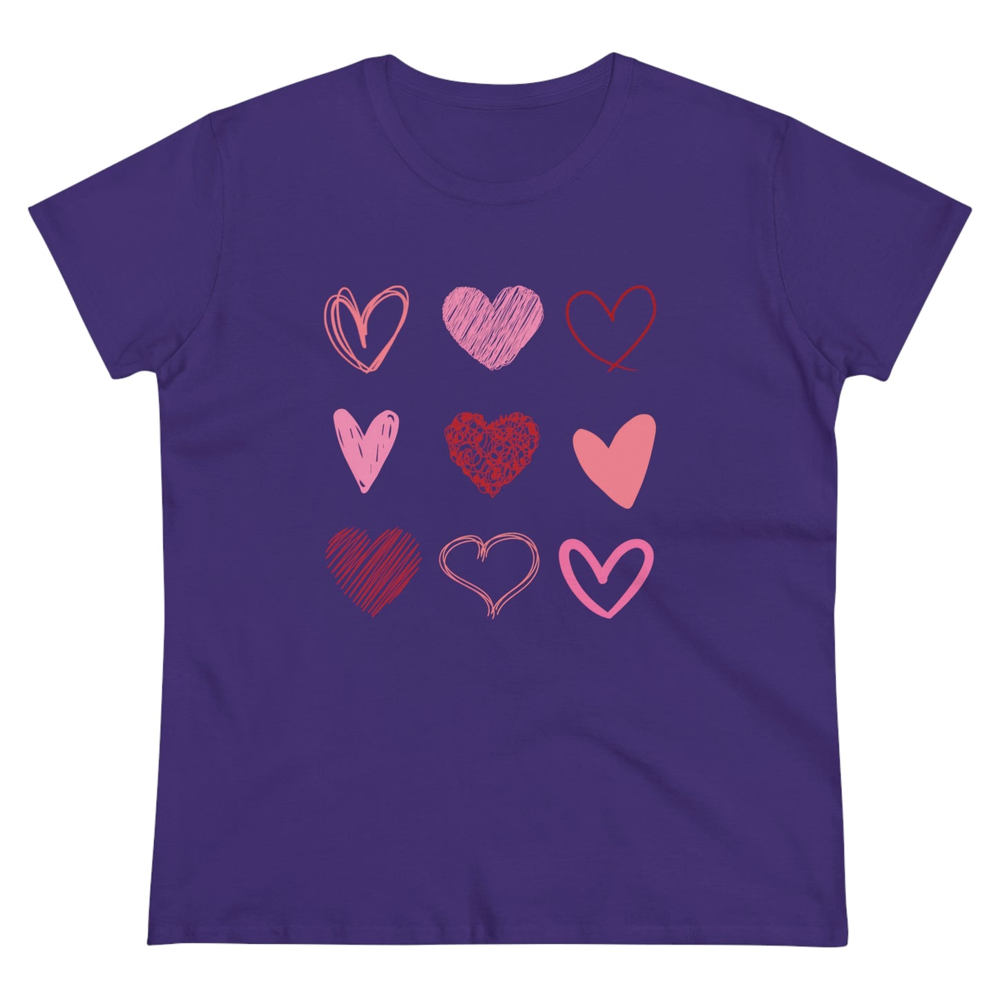 Stacked Sketched Hearts Womens Shirt, Heart Shirt