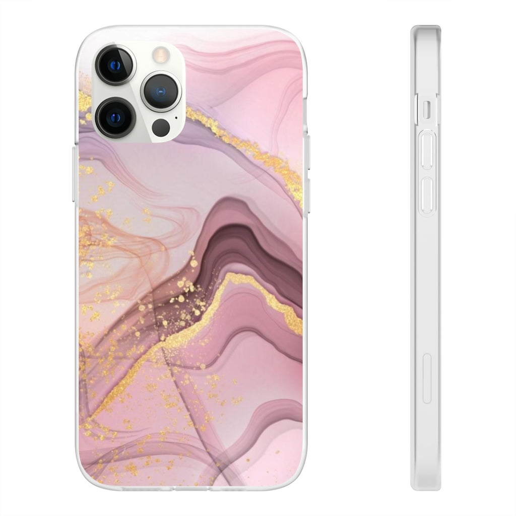 Pink and Gold Marble Flexi Phone Case