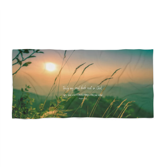 Psalm 62:1 Beach Towel