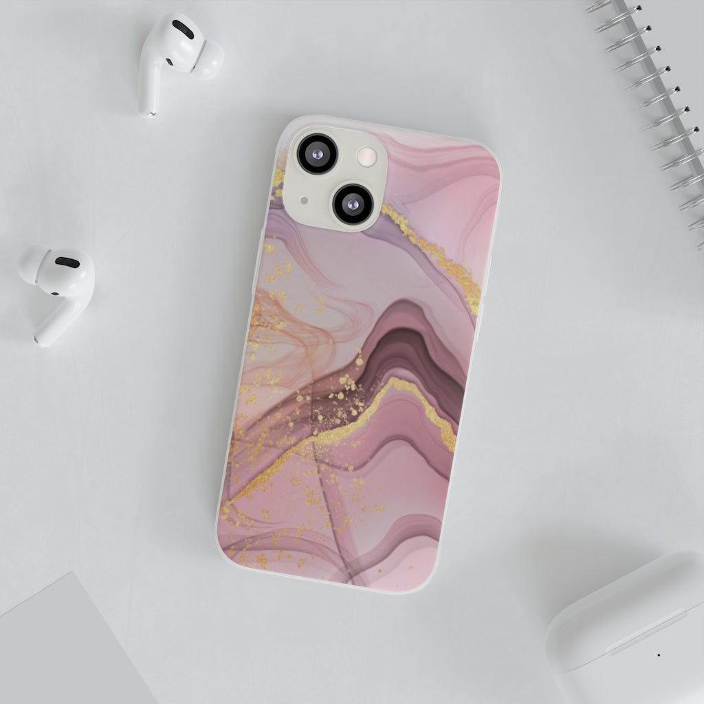 Pink and Gold Marble Flexi Phone Case