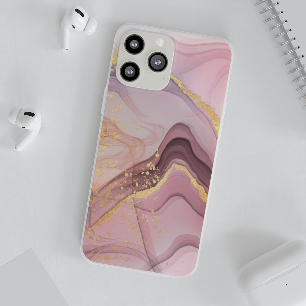 Pink and Gold Marble Flexi Phone Case