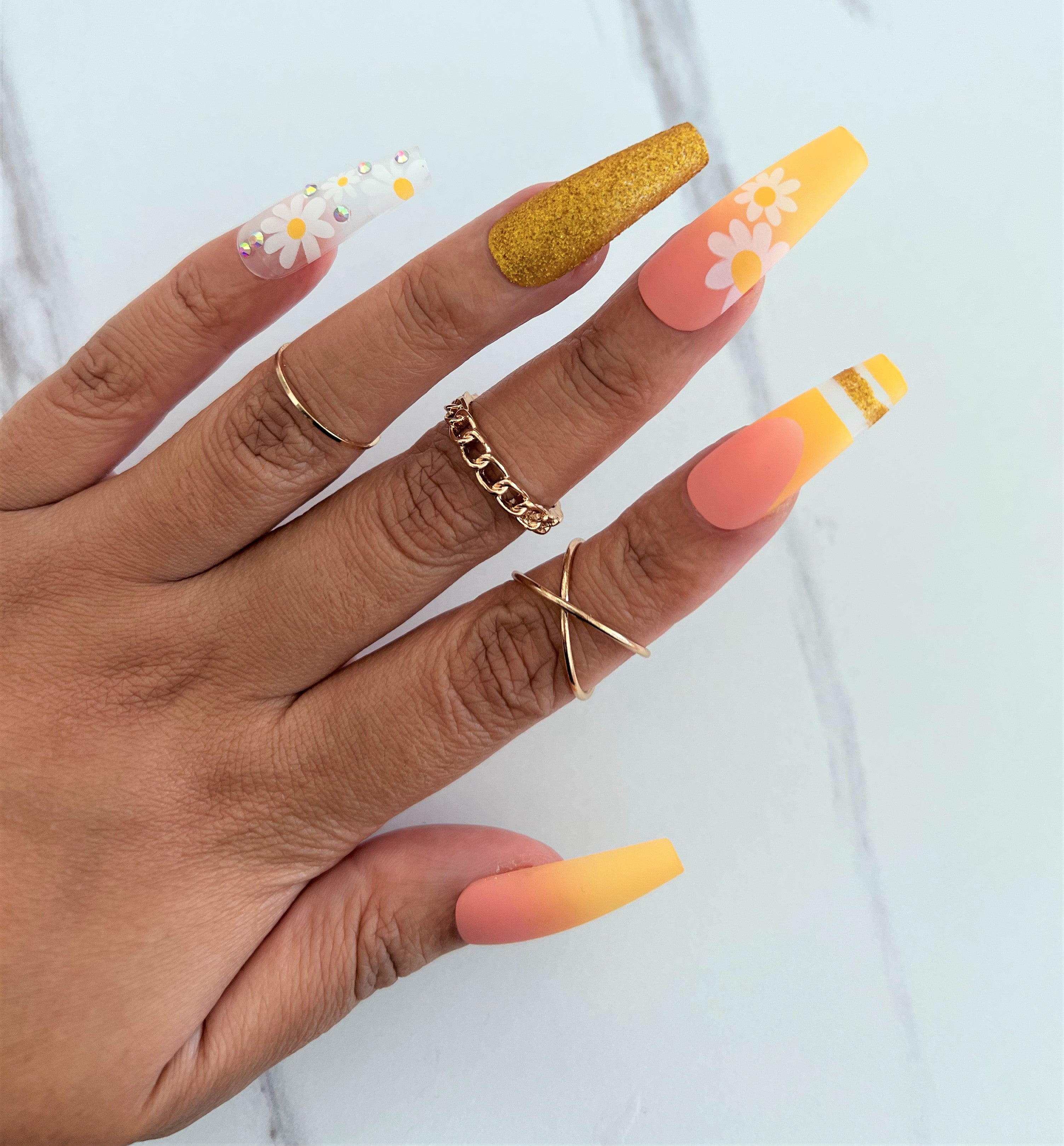 Amazon.com: EALGA Neon Yellow Press on Nails for Women, Silver Glitter  Ripple Line White Fake Nails Art, Long Coffin Self Stick on Nails Design,  Acrylic Nails Set, 12 sizes, 24 pieces EALGA-LT136 :