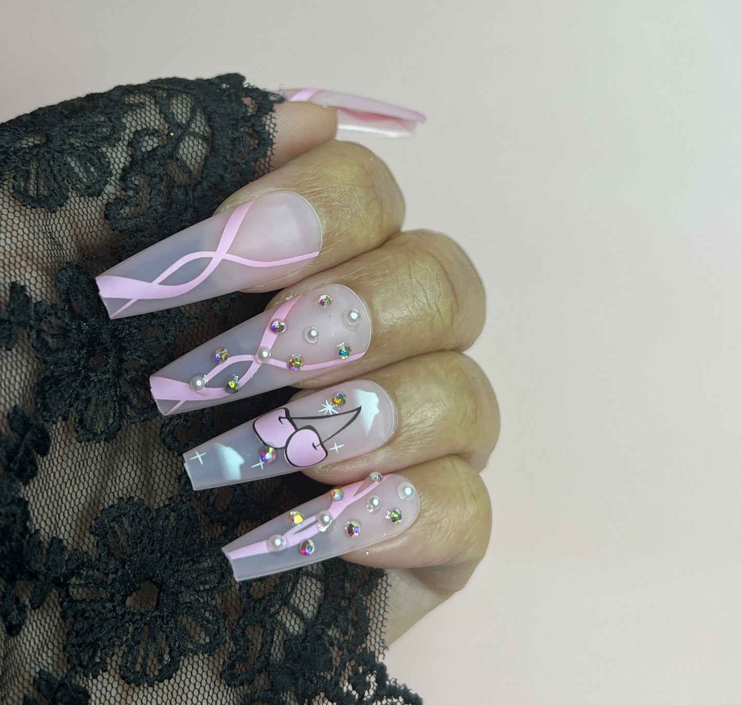 Frosted Pink Fantasy, Press on Nails