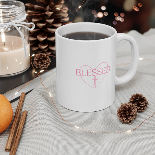 Blessed White Glossy Mug, Blessed Mug, Christian Gift, Gift for Mom, Gift for Her