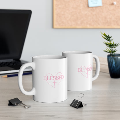 Blessed White Glossy Mug, Blessed Mug, Christian Gift, Gift for Mom, Gift for Her