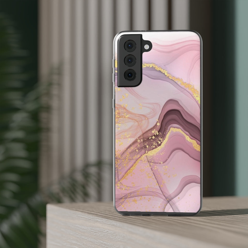 Pink and Gold Marble Flexi Phone Case