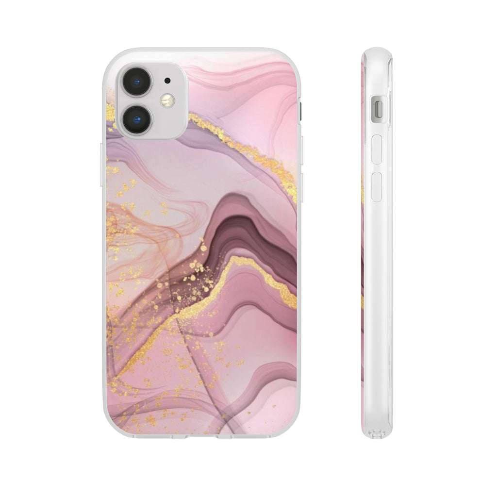 Pink and Gold Marble Flexi Phone Case