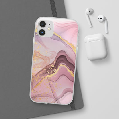 Pink and Gold Marble Flexi Phone Case